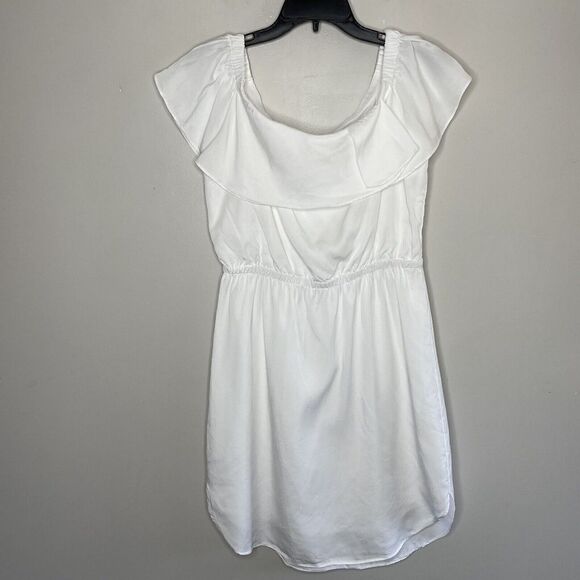 H by HALSTON Dress Womens Medium M White Off Shoulder Georgia Cove Lyocell - Picture 2 of 10